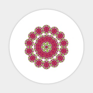 Pink and Green floral Kaleidoscopic mandala pattern Magnet